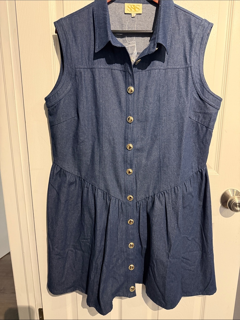 SSYS Sleeveless Denim Button-Front Dress